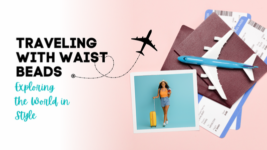 image of traveling with waist beads tsa, passports and photo of black woman traveling on a plane wearing waist beads