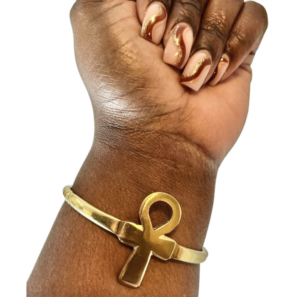 African jewelry, african ankh brass bracelet, afrocentric gift, holiday gift