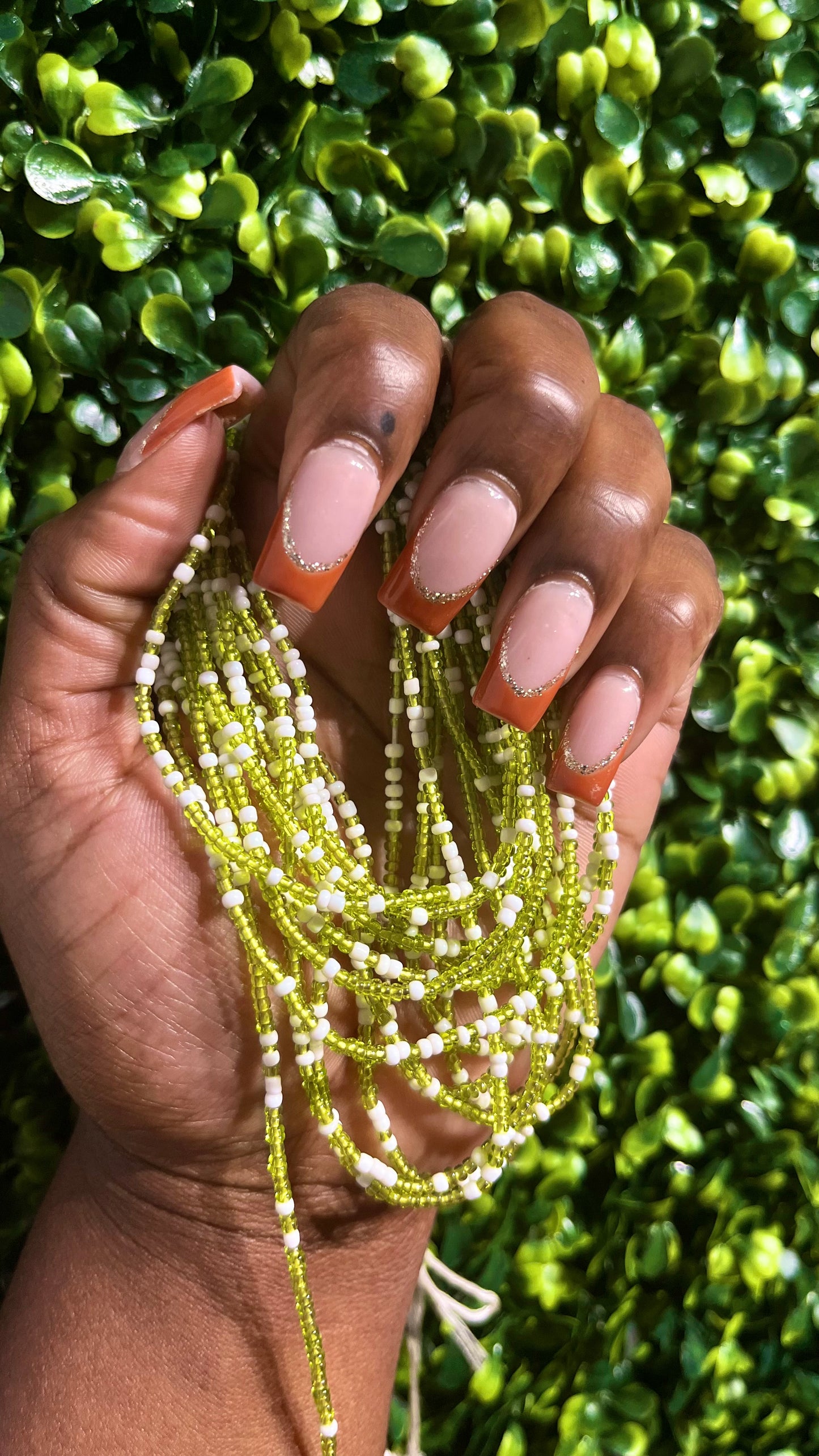 Green & White Waist Beads