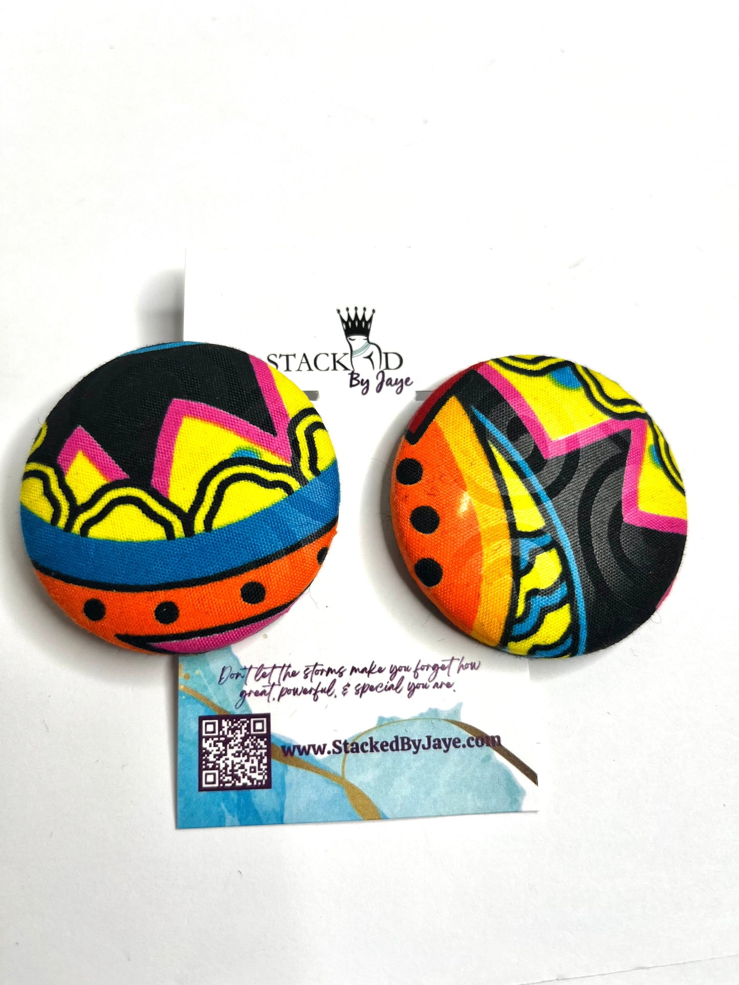 Ankara Button Earrings