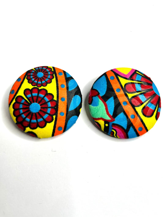 Ankara Button Earrings